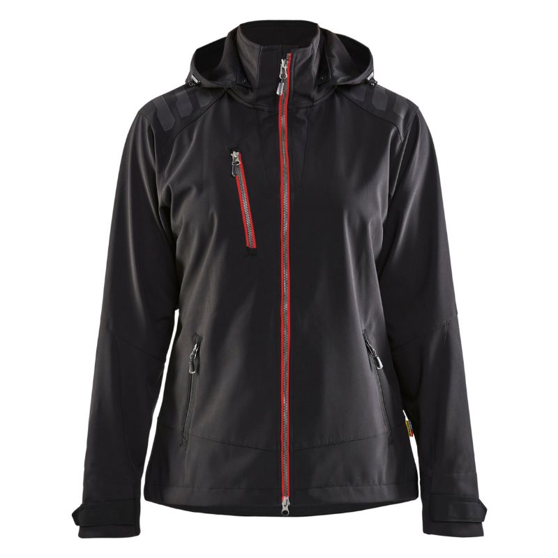 Blaklader Black Red Softshell Jacket Workwear