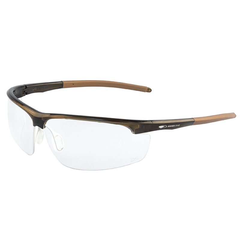 JSP Leone Brown Frame Clear Lens Glasses - Workwear.co.uk