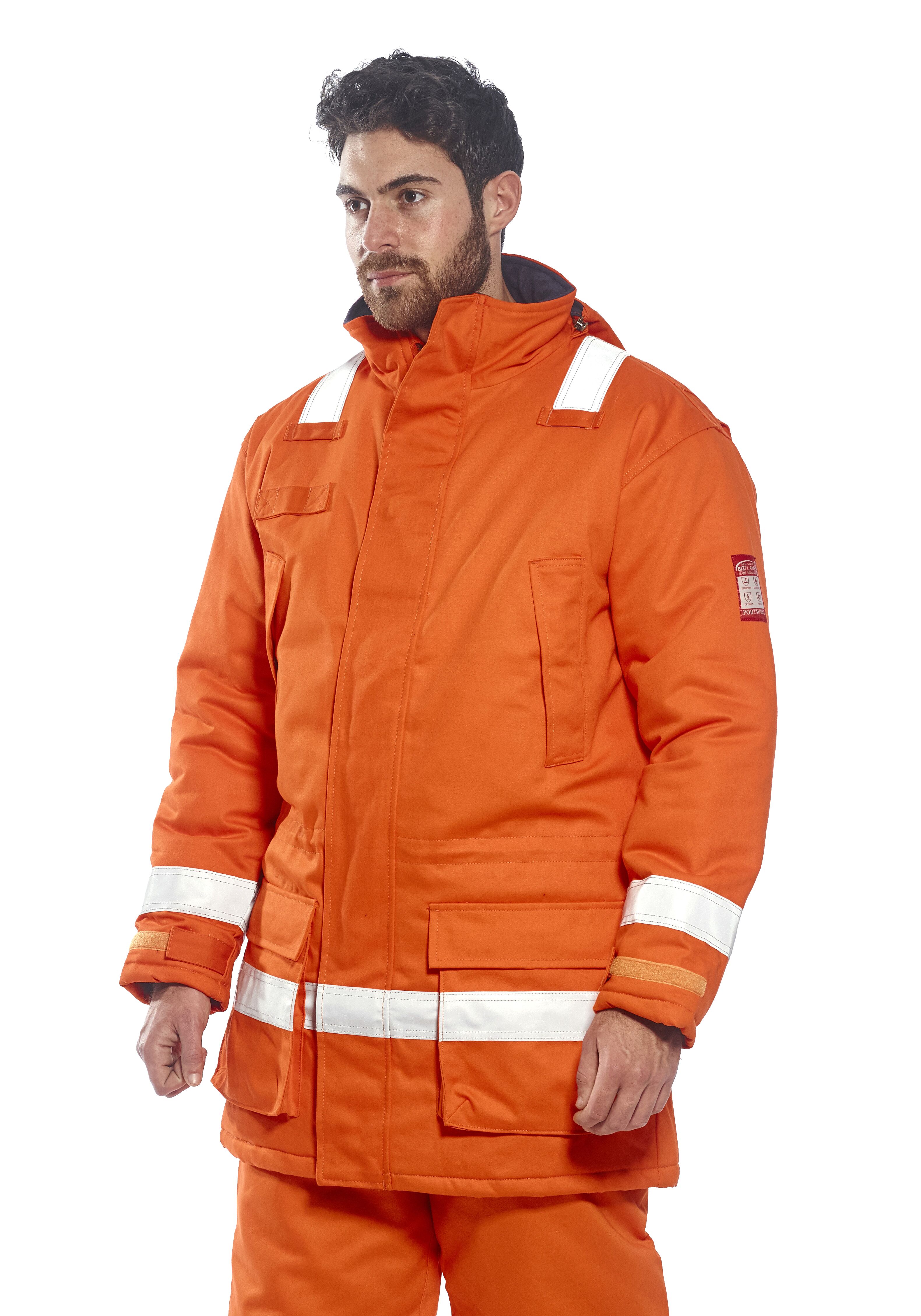 Portwest AF82 Orange Flame-Resistant Winter Coat - Workwear.co.uk