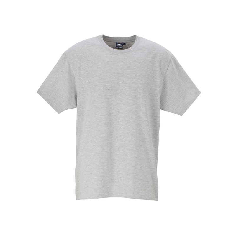 Portwest B195 Grey Cotton Work T-Shirt - Workwear.co.uk