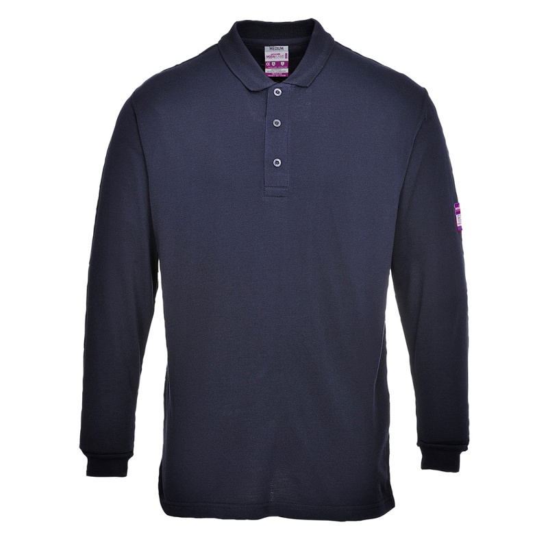 Portwest FR10 Navy AntiStatic FR Polo Shirt Workwear.co.uk