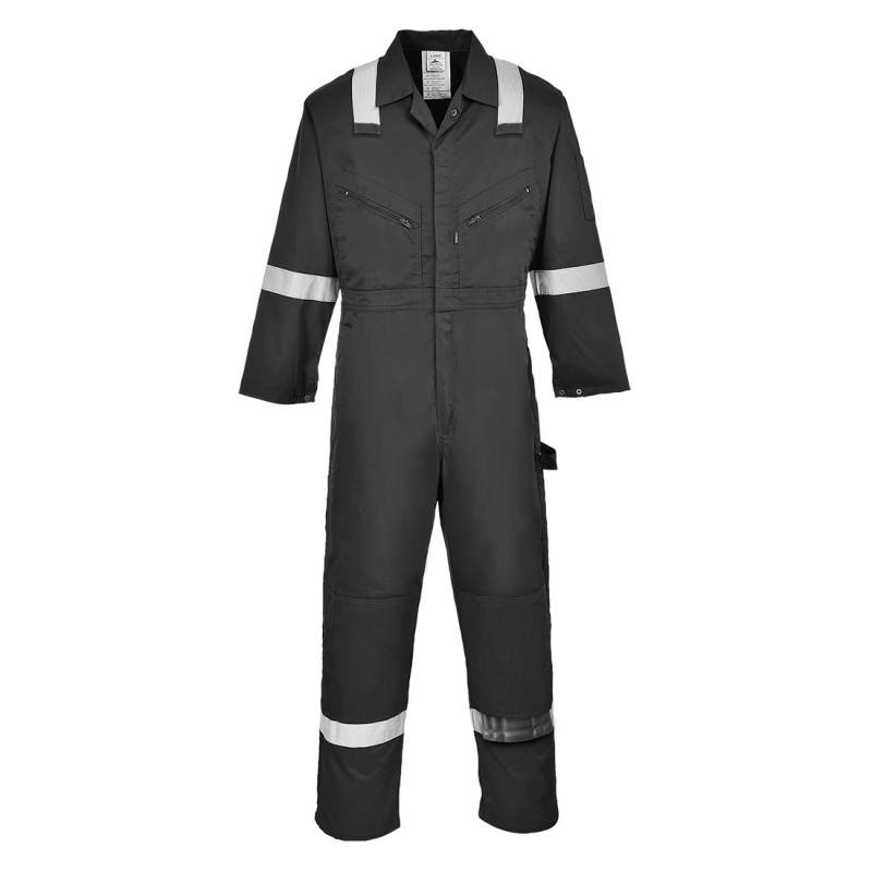 Portwest F813 Black Iona Safety Coveralls Workwear.co.uk
