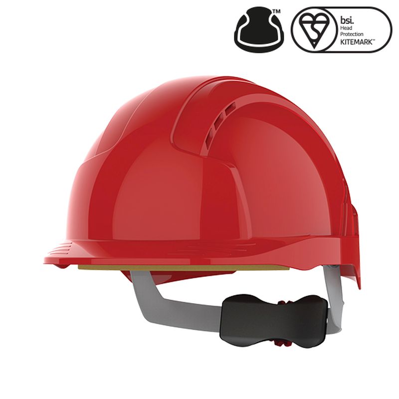 JSP EVOlite Red Vented Helmet Wheel Ratchet Workwear.co.uk
