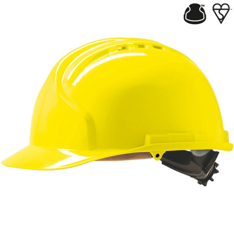 JSP MK7 Yellow Vented Industrial Safety Helmet Workwear.co.uk