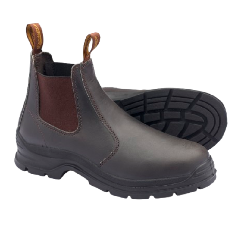 Blundstone 400 Brown Heat and Slip-Resistant Chelsea Boots for Wide Feet