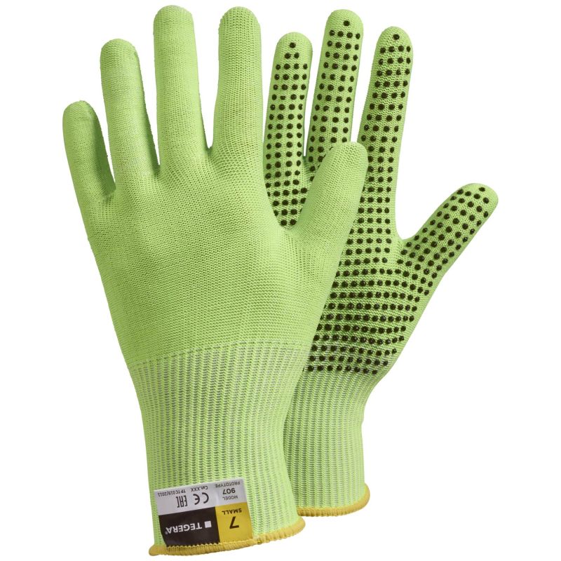 Ejendals Tegera 907 HiVis CutResistant Work Gloves Workwear.co.uk