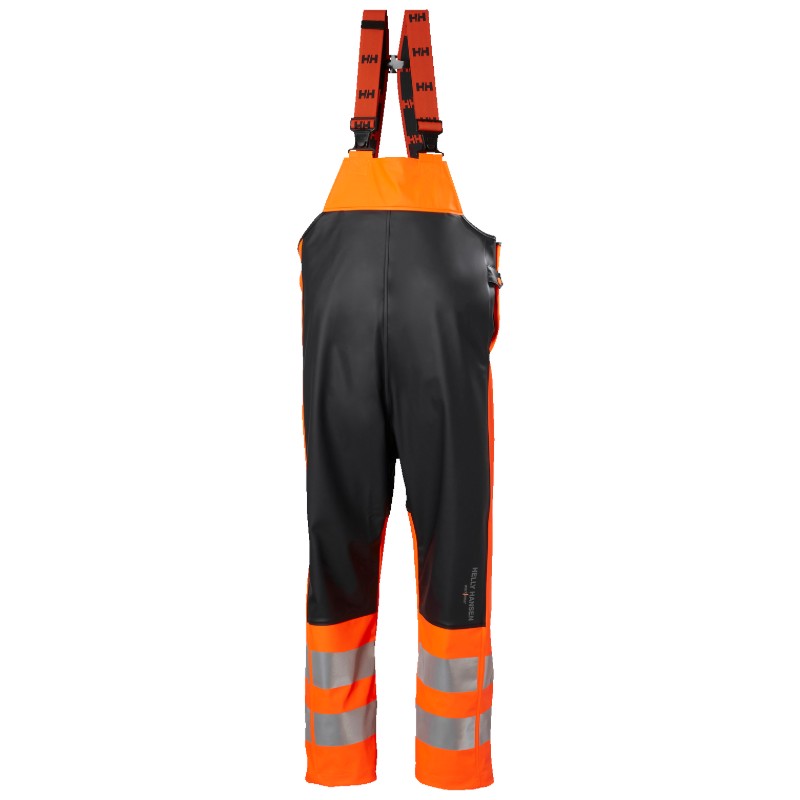 Helly Hansen Alna Hi Vis Waterproof Rain Bib and Brace Trousers (Orange)
