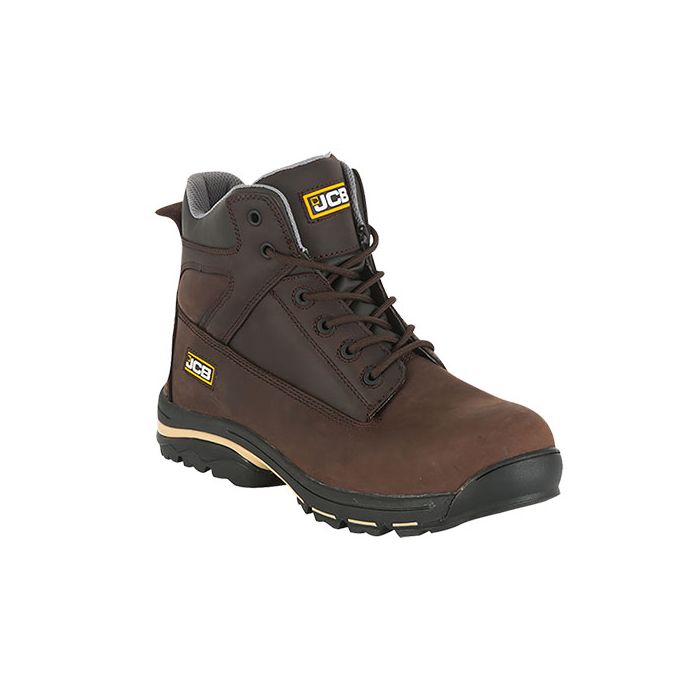JCB Workmax Dark Brown Leather Safety Boots - Workwear.co.uk