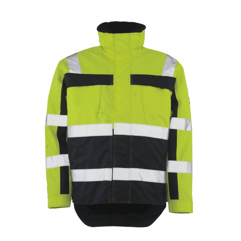 Mascot Workwear Safe Compete Teresina Hi-Vis Waterproof Winter Jacket  (Hi-Vis Yellow/Navy)