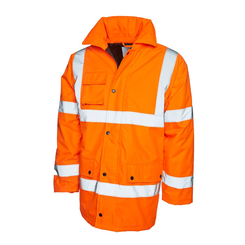 Uneek Hi-Vis Waterproof Railway Jacket - Workwear.co.uk