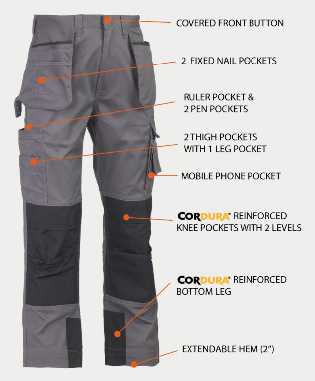 Herock Pocket Work Trousers with Knee Pads Workwear.co.uk