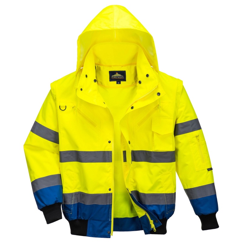 Portwest C465 Hi-Vis Contrast Bomber Jacket - Workwear.co.uk