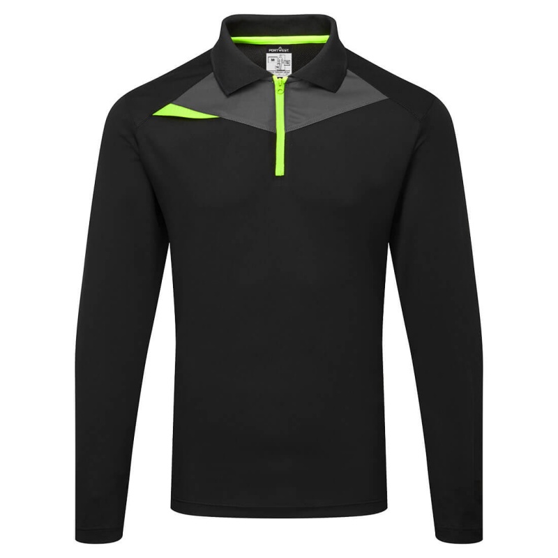 Portwest DX414 DX4 L/S Polo Shirt (Black) - Workwear.co.uk