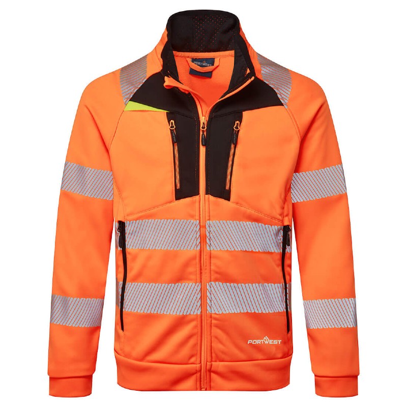 Portwest DX477 Hi-Vis Reflective Funnel Neck Sweatshirt (Orange and Black)