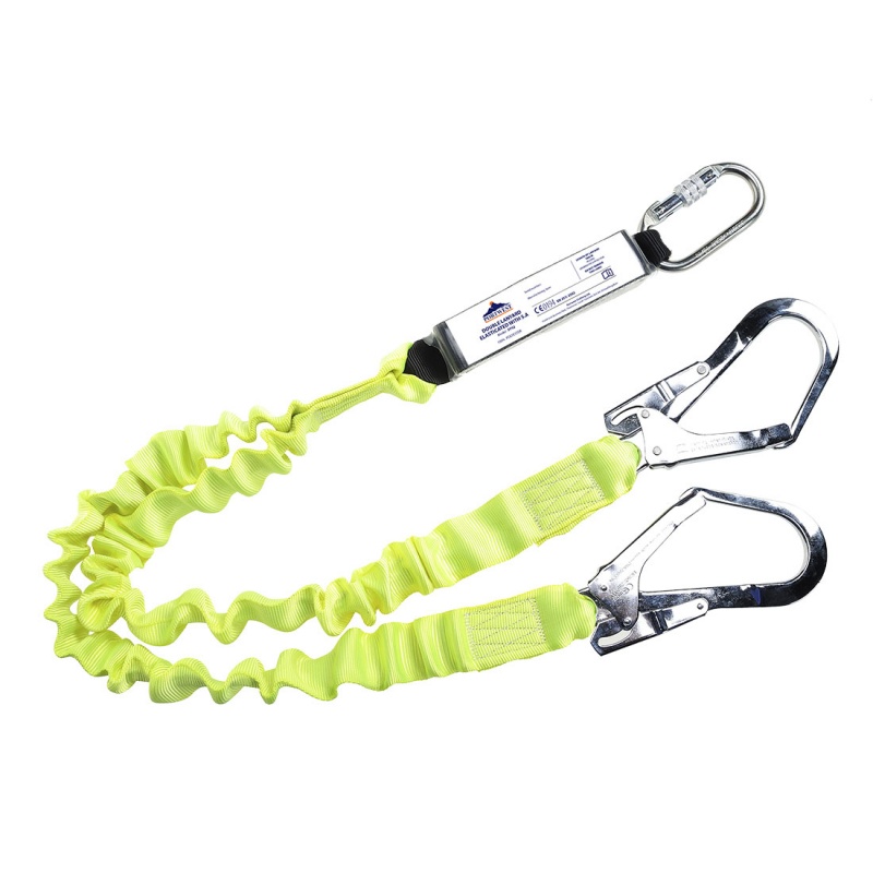 PORTWEST Single Elasticated Lanyard With Shock Absorber Scaffold Hook FP53 
