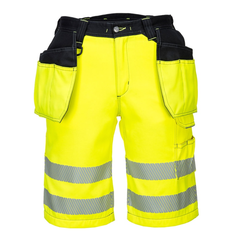 Portwest PW343 HiVis Yellow Holster Shorts Workwear.co.uk