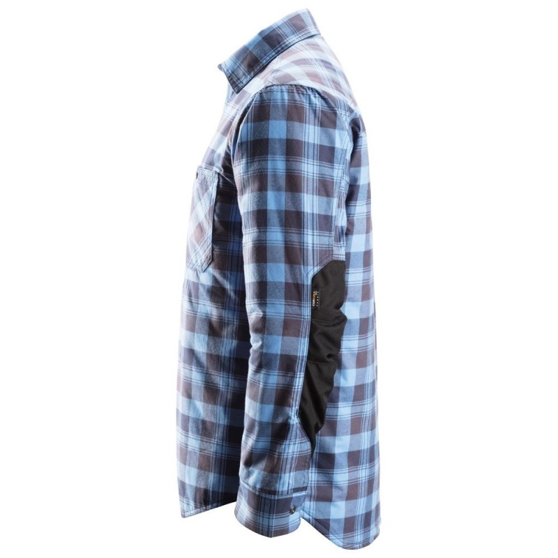 Snickers 8501 Navy and Blue Checked Shirt - Workwear.co.uk