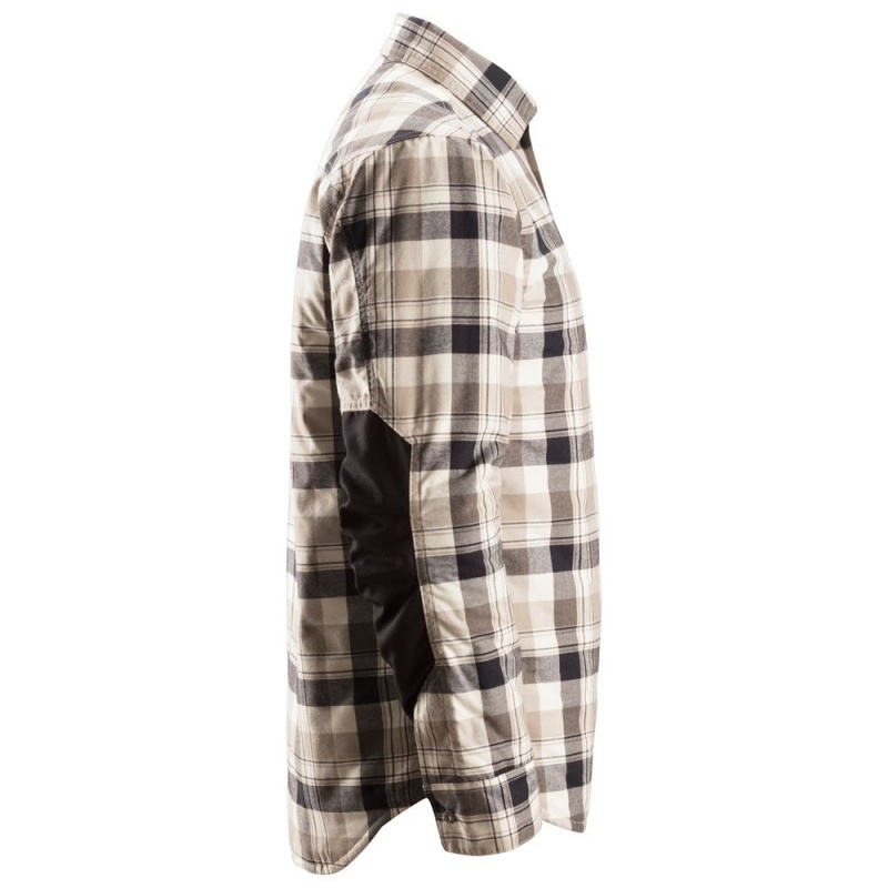 Snickers 8501 Black and Khaki Checked Shirt - Workwear.co.uk