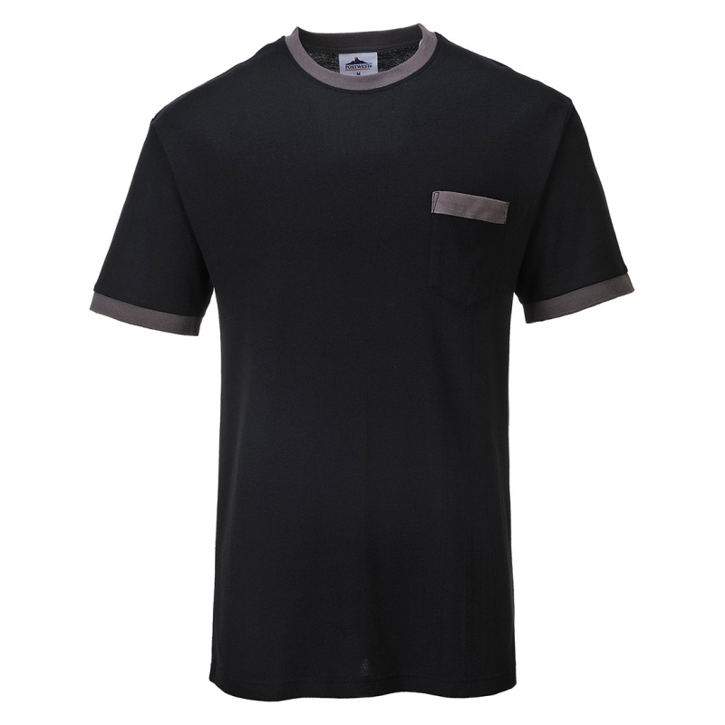Portwest TX22 Texo Contrast Black T-Shirt - Workwear.co.uk