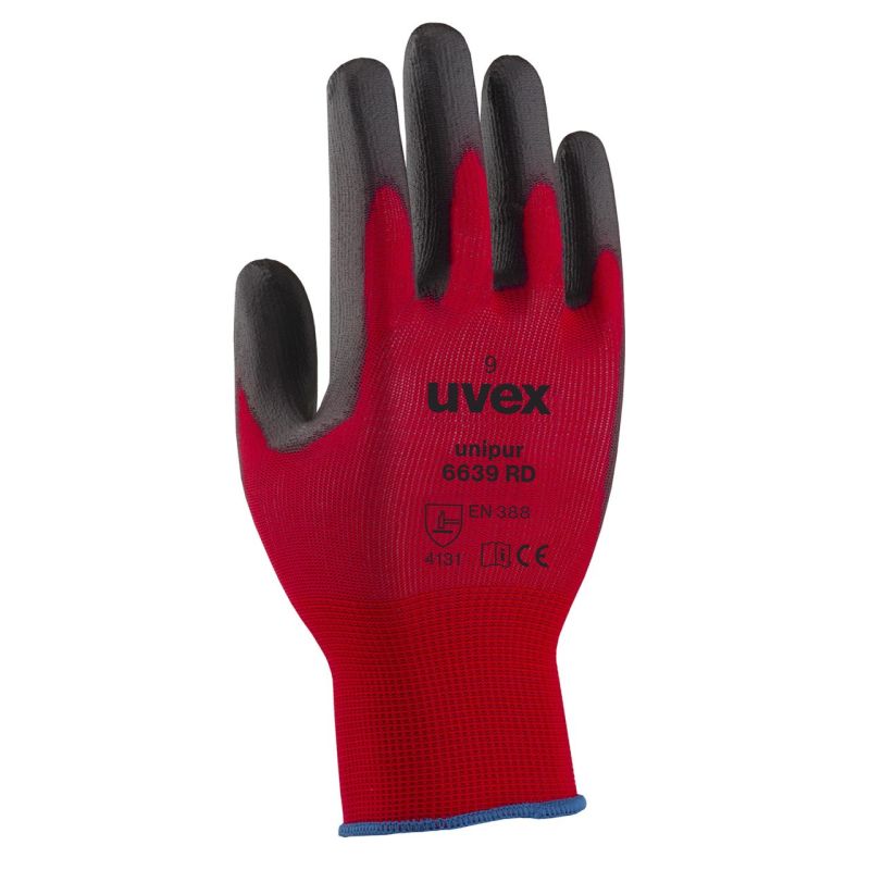 Uvex Unipur 6639 Red PU Coated Gloves