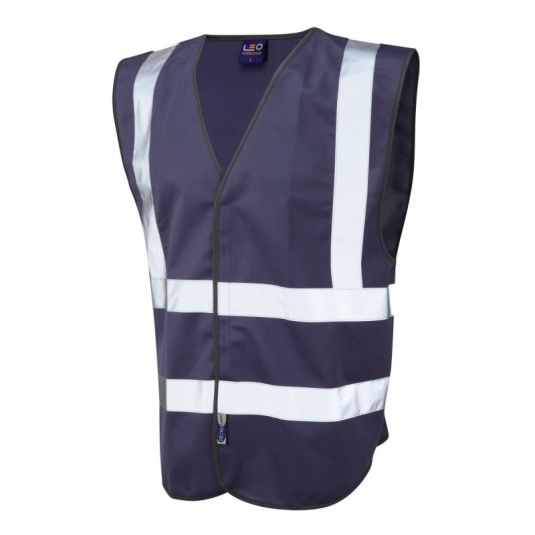 Leo Workwear W05 Pilton Navy Reflective Waistcoat Vest