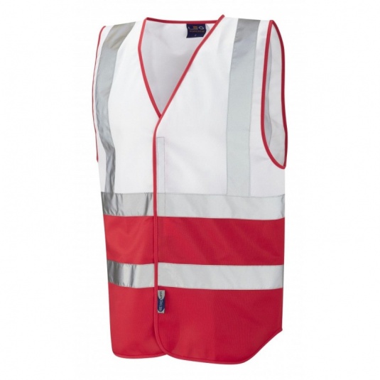 Leo Workwear W05 Pilton Dual Colour White and Red Waistcoat Vest