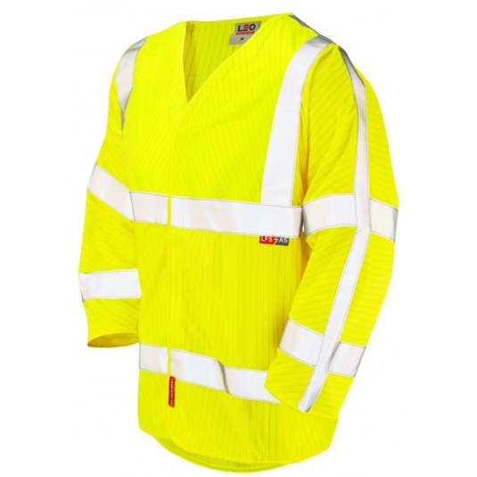 Leo Workwear S18 Sticklepath LSF Anti-Static Yellow Hi-Vis 3/4 Sleeved Vest