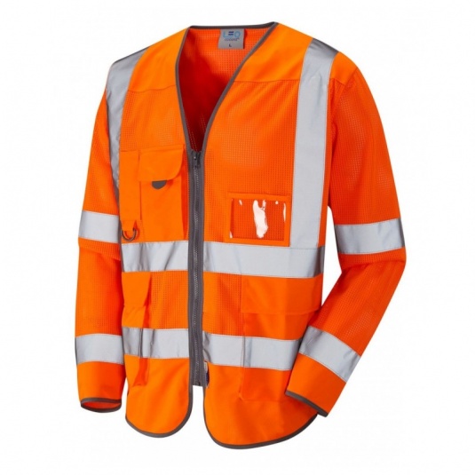 Leo Workwear EcoViz S20 Burrington Superior Orange Coolviz Sleeved Hi-Vis Vest
