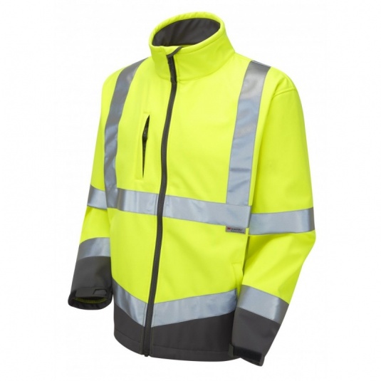 Leo Workwear EcoViz SJ01 Buckland Hi-Vis Yellow Softshell Jacket
