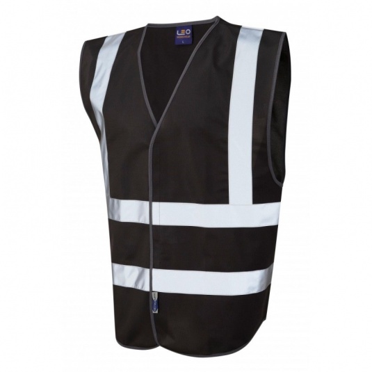 Leo Workwear W05 Pilton Black Reflective Waistcoat Vest