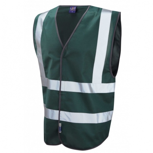 Leo Workwear W05 Pilton Bottle Green Reflective Waistcoat Vest
