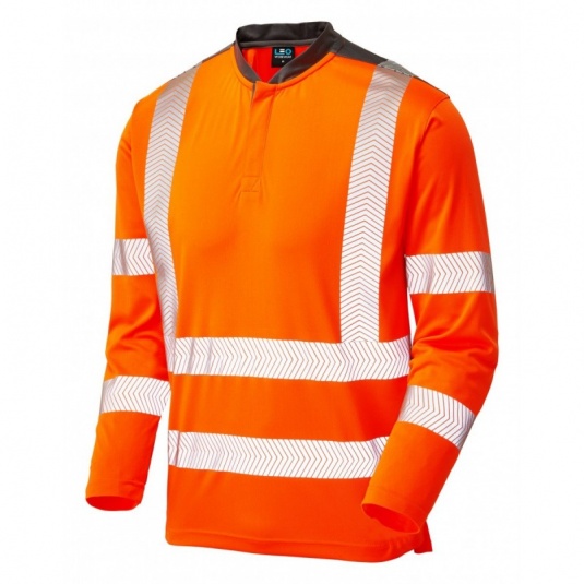 Leo Workwear T13 Watermouth Coolmax Hi-Vis Orange Sleeved T-Shirt