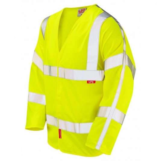 Leo Workwear EcoViz S11 Parkham Flame Retardant LFS Yellow Hi-Vis Sleeved Vest