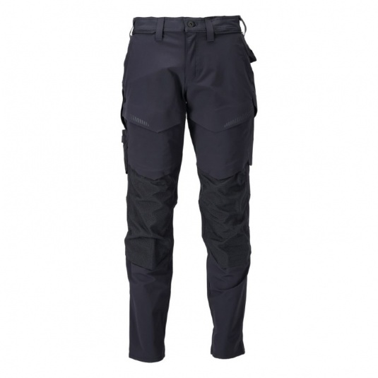 Mascot Water-Repellent Stretch Work Trousers with Knee Pad Pockets (Navy)