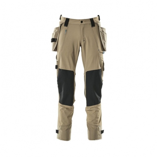 Mascot Advanced Stretch Work Trousers with Holster and Knee Pad Pockets (Khaki)