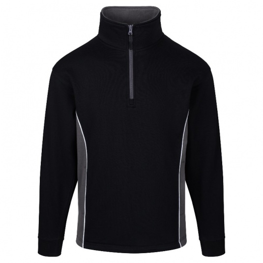 Orn Workwear Silverswift Quarter-Zip Sweatshirt with Contrasting Panels (Black/Graphite)