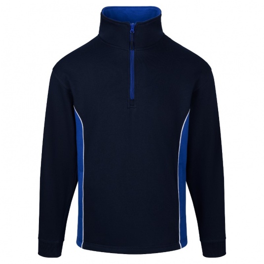 Orn Workwear Silverswift Quarter-Zip Sweatshirt with Contrasting Panels (Navy/Royal Blue)