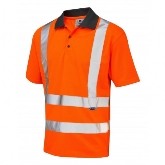 Leo Workwear P02 Rockham EcoViz Hi-Vis Orange Polo Shirt