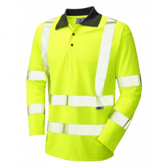 Leo Workwear P06 Woolsery EcoViz Hi-Vis Sleeved Yellow Polo Shirt