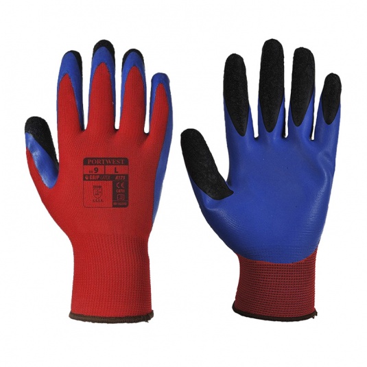 Portwest A175 Duo-Flex Double Latex Dipped Red and Blue Gloves