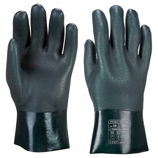 Portwest 27cm Chemical-Resistant PVC Gauntlet Gloves A827GN