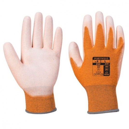 Portwest A199OR Anti-Static Palm-Coated Lightweight Orange Gloves