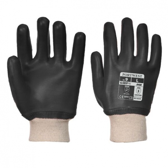 Portwest A400 PVC OilResistant Black Gloves Workwear.co.uk