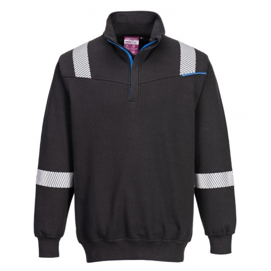 Portwest FR710 WX3 Flame Resistant 1/4-Zip Sweatshirt (Black)