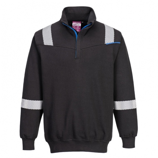 【swnt】 Portwest FR710 FR 1/4-Zip Jumper (BLK) - Workwear.co.uk