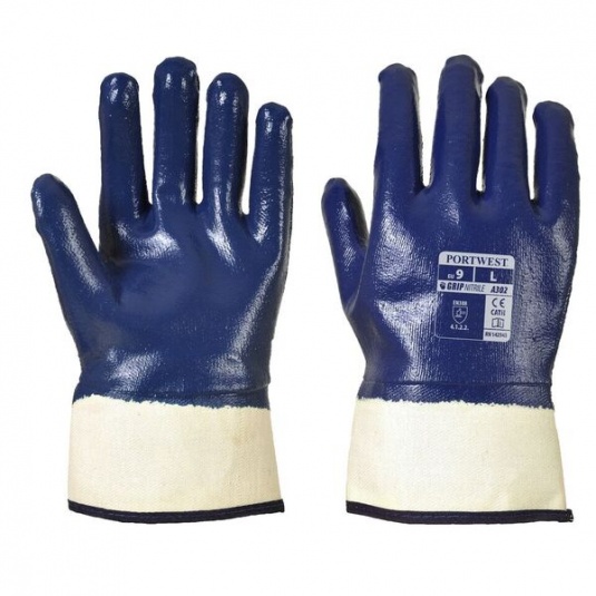 Portwest A302 Full Nitrile Dipped Gloves with Safety Cuff
