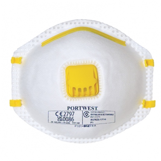 Portwest P101 FFP1 White Valved Respirator Face Masks (Pack of 10)