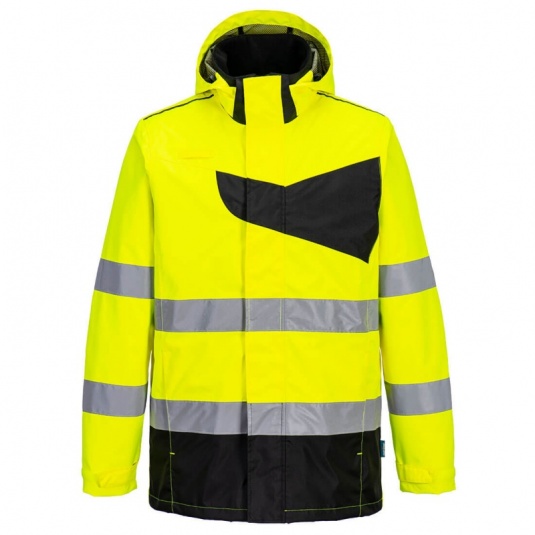 Portwest PW265 PW2 Hi-Vis Waterproof Rain Jacket (Yellow/Black)