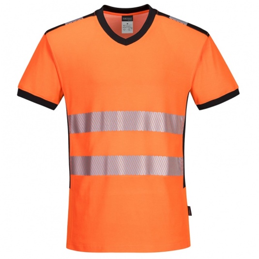 Portwest PW310 Hi-Vis Orange and Black V-Neck T-Shirt