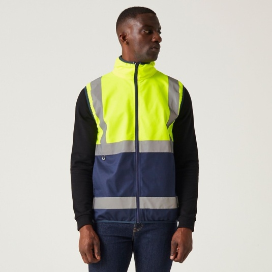 Regatta HiVis YEL/NAV Full-Zip Gilet TRS257 - Workwear.co.uk